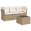 vidaXL Salon de jardin avec coussins 4 pcs beige r&eacute;sine tress&eacute;e
