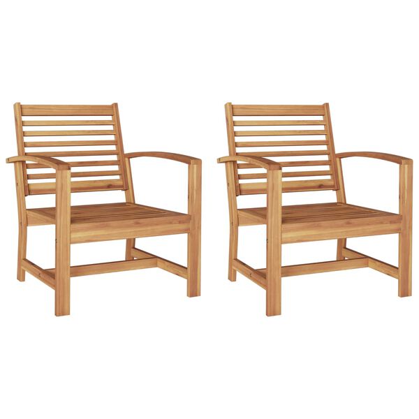 vidaXL Chaise 2 pcs Marron 65 x 60 x 76,5 cm Bois de teck massif