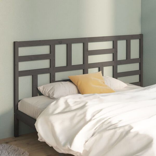 vidaXL T&ecirc;te de lit Gris 206x4x104 cm Bois massif de pin