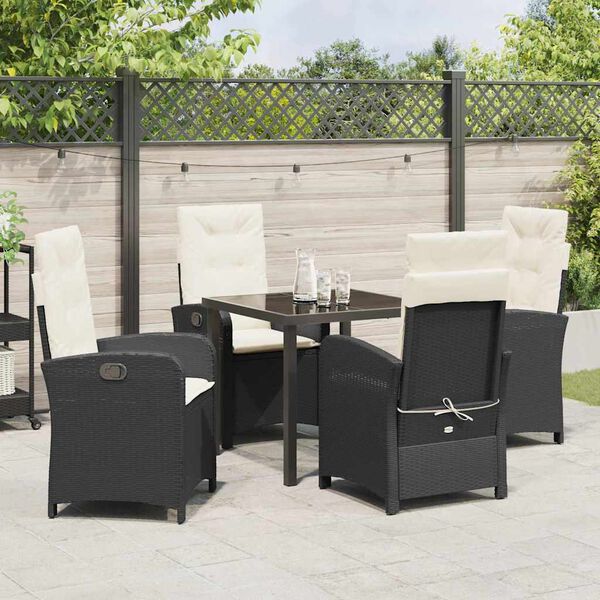 vidaXL Ensemble de salle &agrave; manger pour jardin 5 pcs Noir polyrotin