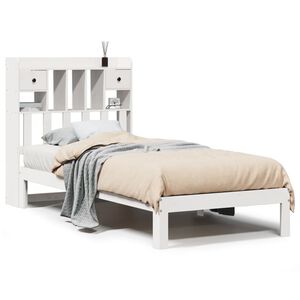 vidaXL Lit biblioth&egrave;que sans matelas blanc 75x190cm bois de pin massif