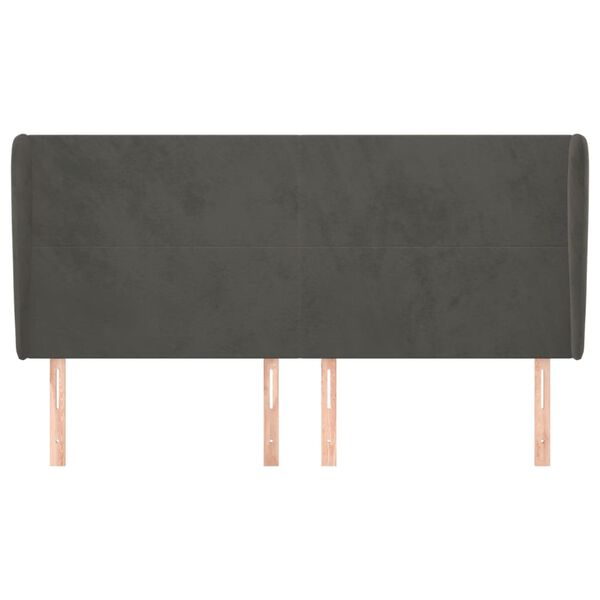 vidaXL T&ecirc;te de lit avec oreilles Gris fonc&eacute; 183x23x118/128 cm Velours