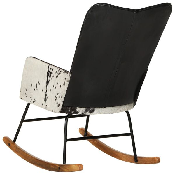 vidaXL Chaise &agrave; bascule Noir Cuir v&eacute;ritable