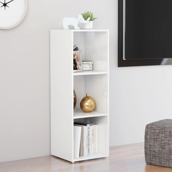 vidaXL Meuble TV Blanc brillant 107x35x37 cm Bois d&rsquo;ing&eacute;nierie