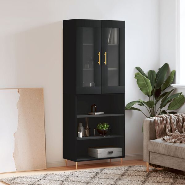 vidaXL Buffet haut Noir 69,5x34x180 cm Bois d'ing&eacute;nierie