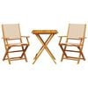 vidaXL Ensemble de bistro 3 pcs beige tissu et bois massif