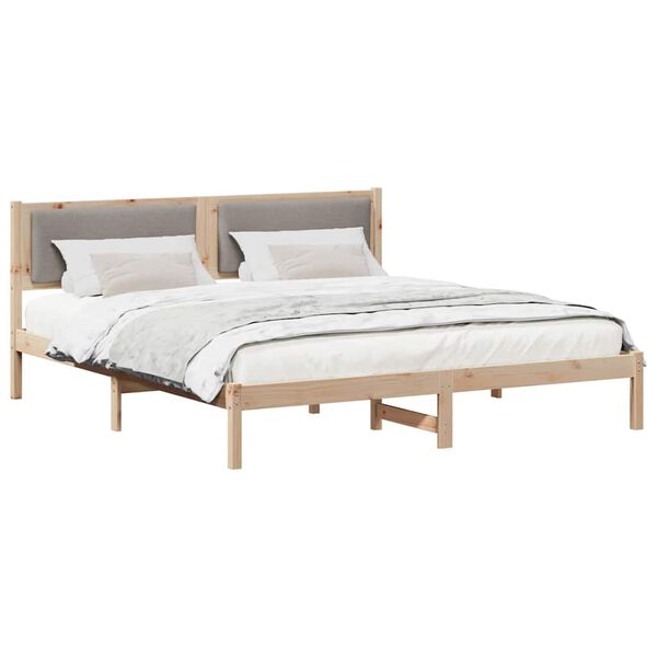 vidaXL Cadre de lit avec t&ecirc;te de lit Taupe 180 x 200 cm Pin massif