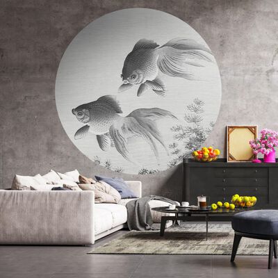 WallArt Papier peint cercle Two Goldfish 142,5 cm