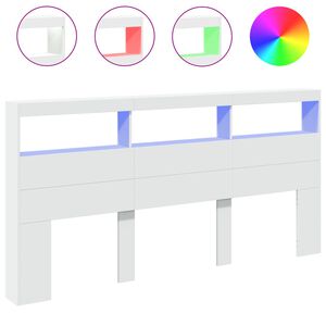 vidaXL Armoire t&ecirc;te de lit avec LED blanc 200x17x102 cm