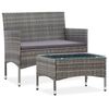 vidaXL Salon de jardin 2 pcs avec coussin R&eacute;sine tress&eacute;e Gris