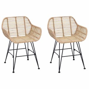 vidaXL Chaise de salle &agrave; manger 2 pcs Naturel 55 x 50 x 74 cm