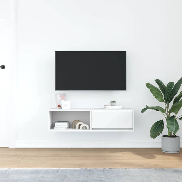 vidaXL Meuble TV blanc 100x31x25,5 cm bois d'ing&eacute;nierie