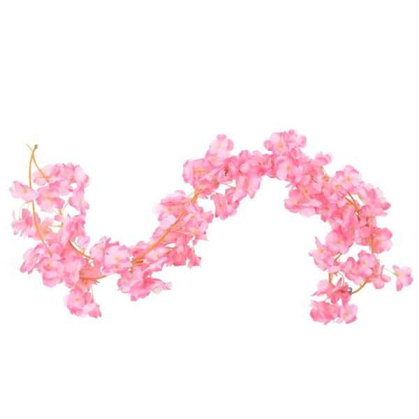 vidaXL Guirlandes de fleurs 6 pcs rose fonc&eacute; 180 cm