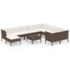 vidaXL Salon de jardin 11 pcs avec coussins R&eacute;sine tress&eacute;e Marron