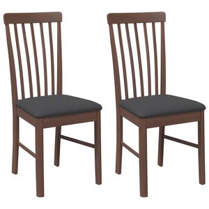 vidaXL Chaises &agrave; manger coussins 2 pcs marron bois massif caoutchouc