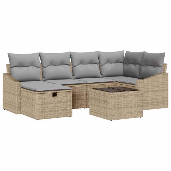 vidaXL Ensemble de Canap&eacute;s avec coussin Beige et Gris clair polyrotin
