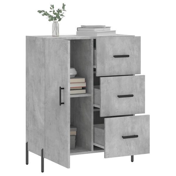 vidaXL Buffet gris b&eacute;ton 69,5x34x90 cm bois d'ing&eacute;nierie