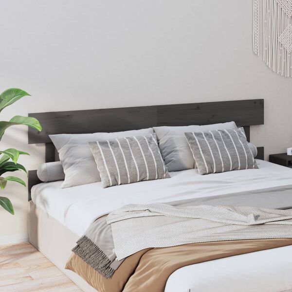 vidaXL T&ecirc;te de lit Gris 204x3x81 cm Bois massif de pin