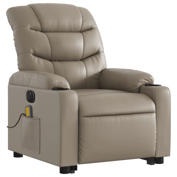 vidaXL Fauteuil inclinable de massage &eacute;lectrique cappuccino similicuir