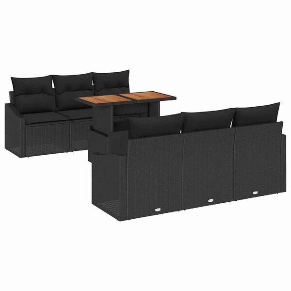 vidaXL Ensemble de canap&eacute; de jardin avec coussin 7 pcs Noir et Marron