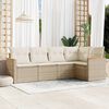 vidaXL Salon de jardin avec coussins 5 pcs beige r&eacute;sine tress&eacute;e