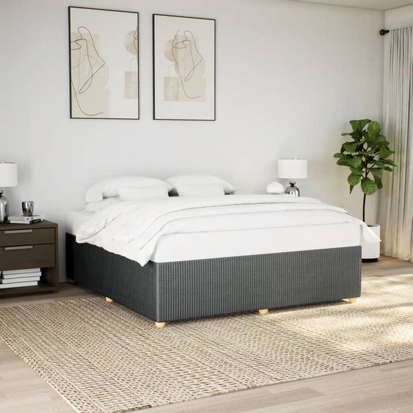 vidaXL Cadre de lit sans matelas gris fonc&eacute; 200x200 cm tissu