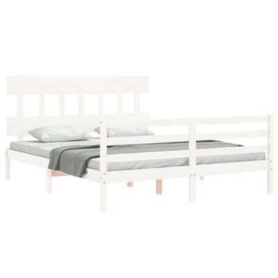 vidaXL Cadre de lit sans matelas blanc 160x200 cm bois massif