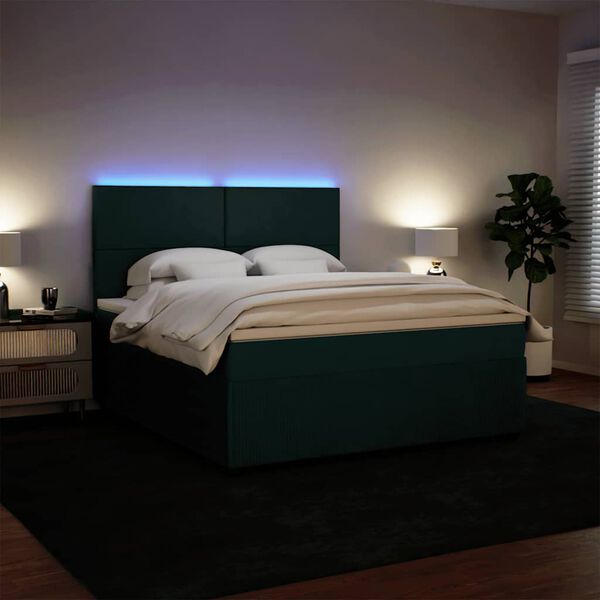 vidaXL Sommier &agrave; lattes de lit et matelas Vert fonc&eacute; 180x200cm Velours