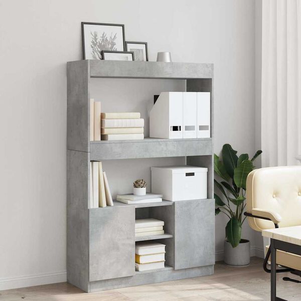 vidaXL Buffet haut gris b&eacute;ton 92x33x140 cm bois d'ing&eacute;nierie