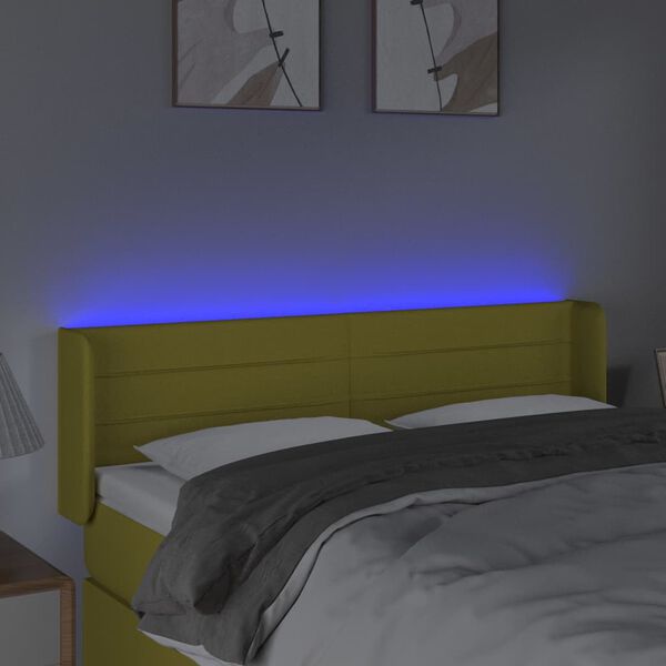 vidaXL T&ecirc;te de lit &agrave; LED Vert 147x16x78/88 cm Tissu