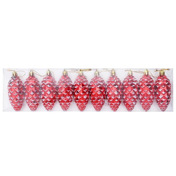 vidaXL Boule de Pomme de Pin de No&euml;l 40 pcs Rouge Plastique