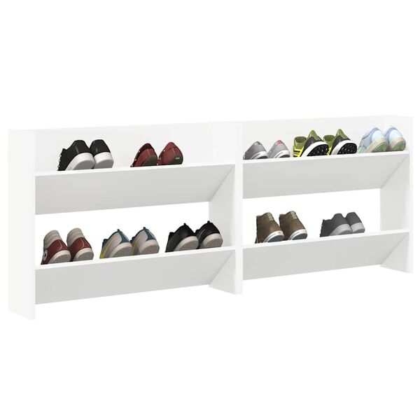 vidaXL Armoires à chaussures murales 2 pcs Blanc 80x18x60 cm Aggloméré
