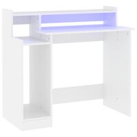 vidaXL Bureau avec lumières LED Blanc 97x45x90 cm Bois d'ingénierie