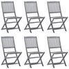 vidaXL Chaises pliables d'ext&eacute;rieur lot de 6 et coussins Bois d'acacia