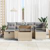 vidaXL Ensemble de canap&eacute; de jardin 7 pcs Beige Poly rotin