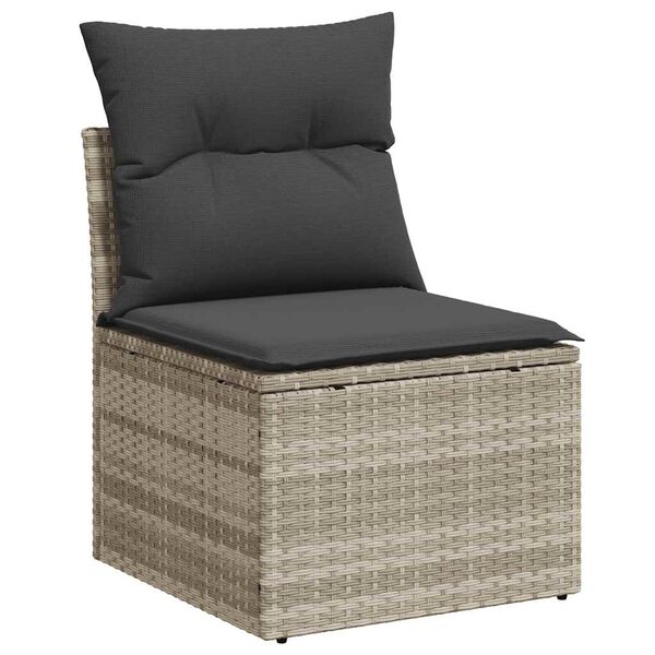 vidaXL Salon de jardin 2 pcs avec coussins gris clair polyrotin acacia