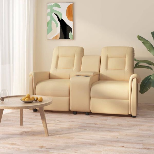 vidaXL Fauteuil de massage inclinable et porte-gobelet 2 places crème