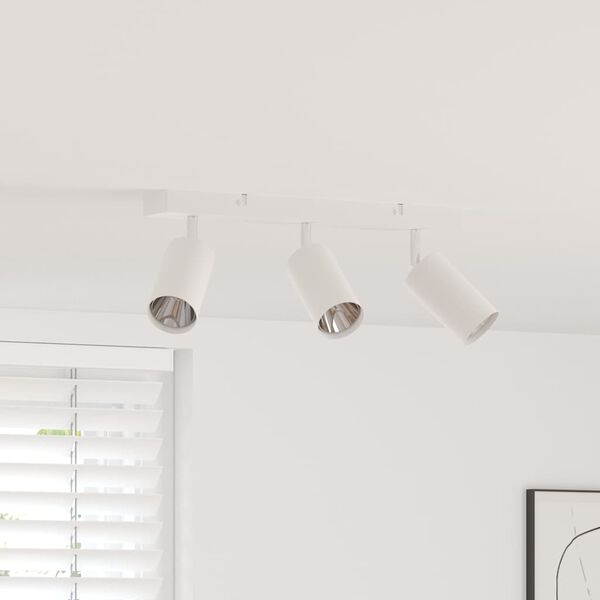 vidaXL Spot de plafond avec des projecteurs Blanc 38 x 6 x 16 cm M&eacute;tal