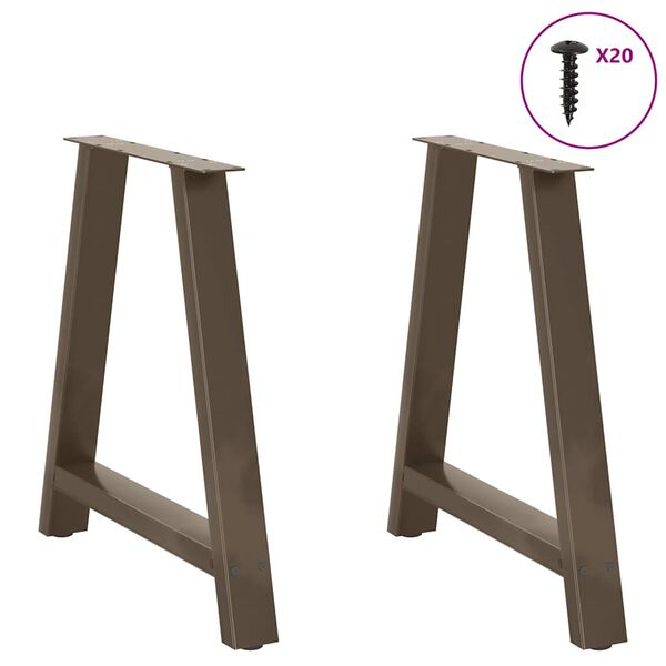 vidaXL Pieds de table &agrave; manger en forme de A, 2 pi&egrave;ces, 70 x (72-73) cm, acier