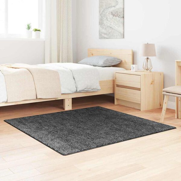 vidaXL Tapis Shaggy Anti-d&eacute;rapant Gris fonc&eacute; 120 x 120 cm PP