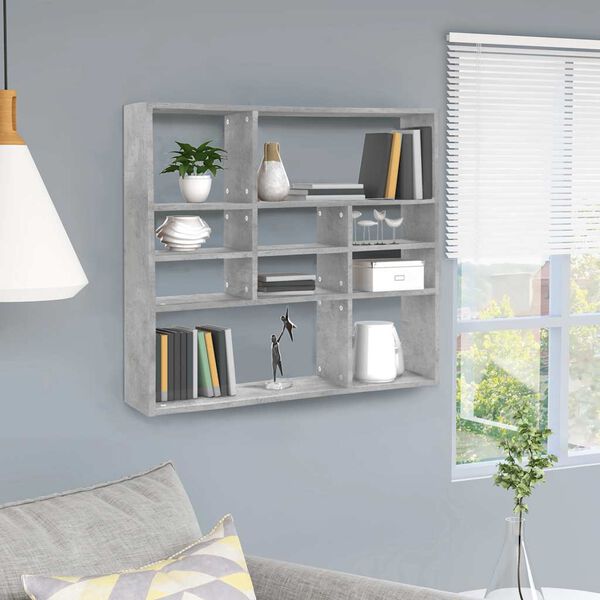 vidaXL &Eacute;tag&egrave;re murale Gris b&eacute;ton 90x16x78 cm Bois d&rsquo;ing&eacute;nierie