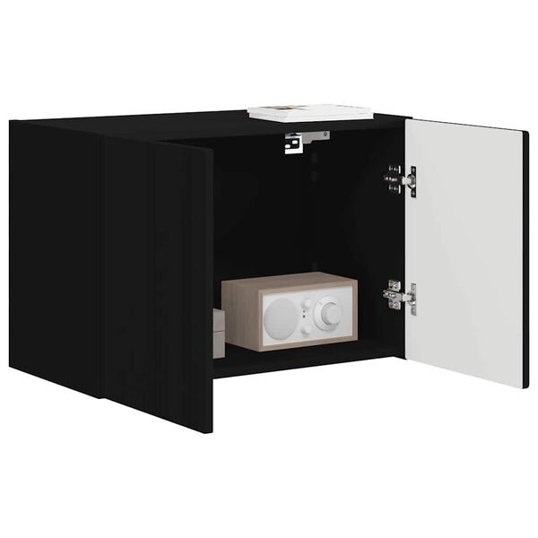 vidaXL Meuble TV mural Noir 59,5 x 31 x 40 cm Bois d'ing&eacute;nierie