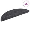 vidaXL Tapis d'escalier autocollants 5 pi&egrave;ces 56x17x3 cm gris fonc&eacute;