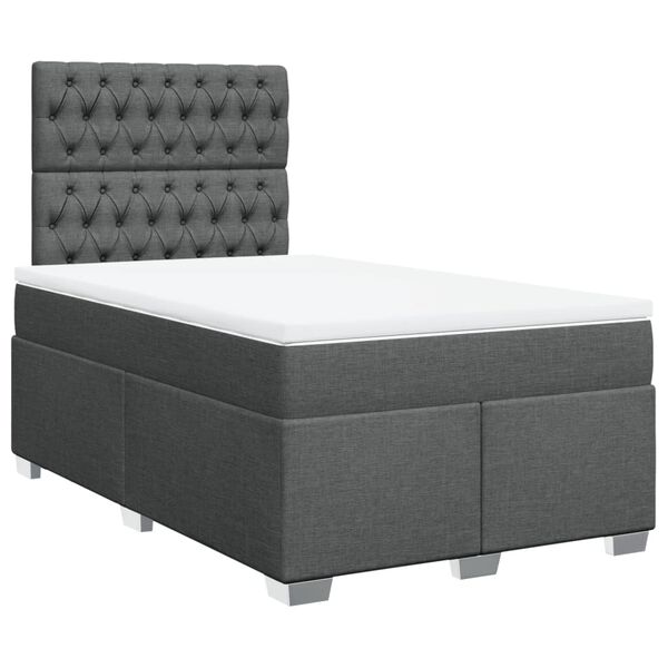 vidaXL Sommier &agrave; lattes de lit avec matelas Gris fonc&eacute; 120x200cm Tissu