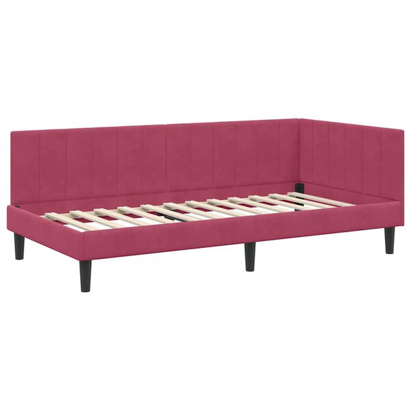 vidaXL Cadre de lit d'angle Bordeaux 90 cm x 190 cm Velours