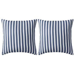 vidaXL Oreiller d'ext&eacute;rieur lot de 2 Impression rayure 45 x 45 cm Bleu