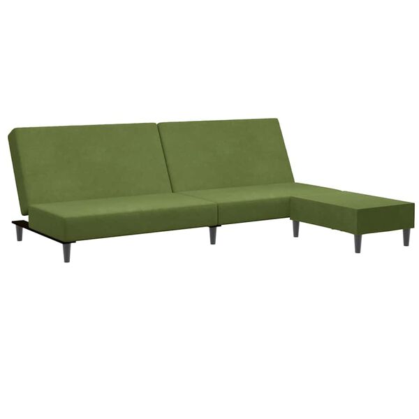 vidaXL Canap&eacute;-lit &agrave; 2 places avec repose-pied Vert clair Velours