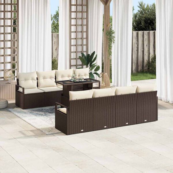 vidaXL Ensemble de canap&eacute; de jardin 9 pcs Marron Poly rotin