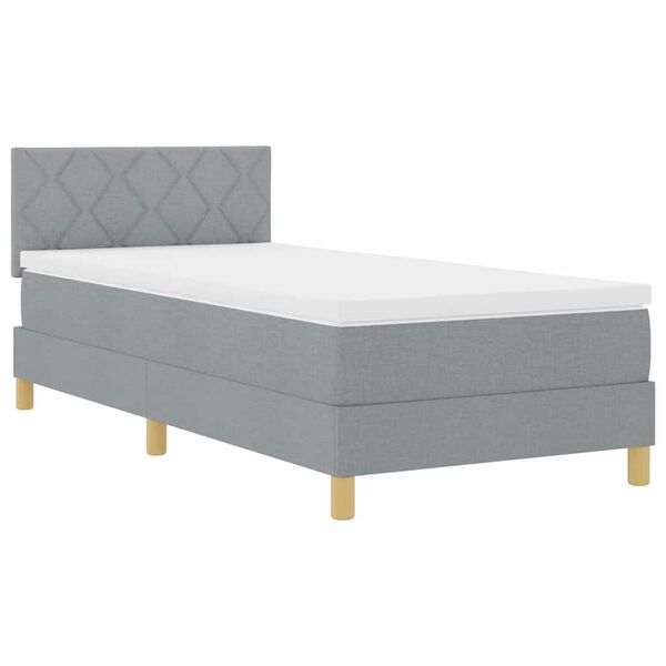 vidaXL Lit &agrave; ressorts avec matelas Gris clair 90 x 190 cm tissu