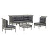 vidaXL Salon de jardin 6 pcs avec coussins Gris R&eacute;sine tress&eacute;e
